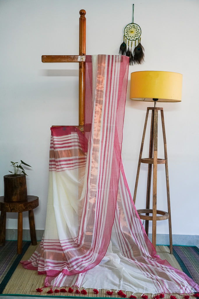 Mul cotton - Kerala Kasavu saree- Red