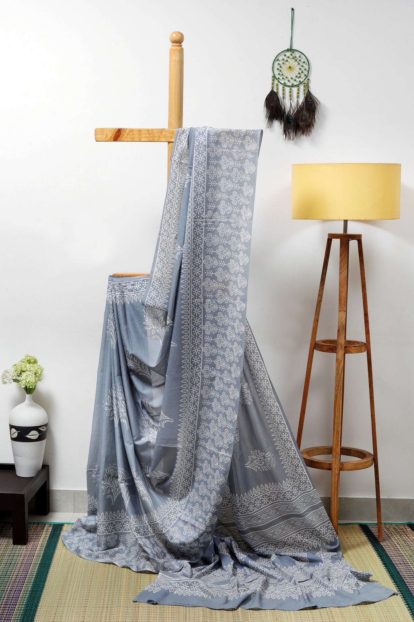 Mul cotton block prints - Grey