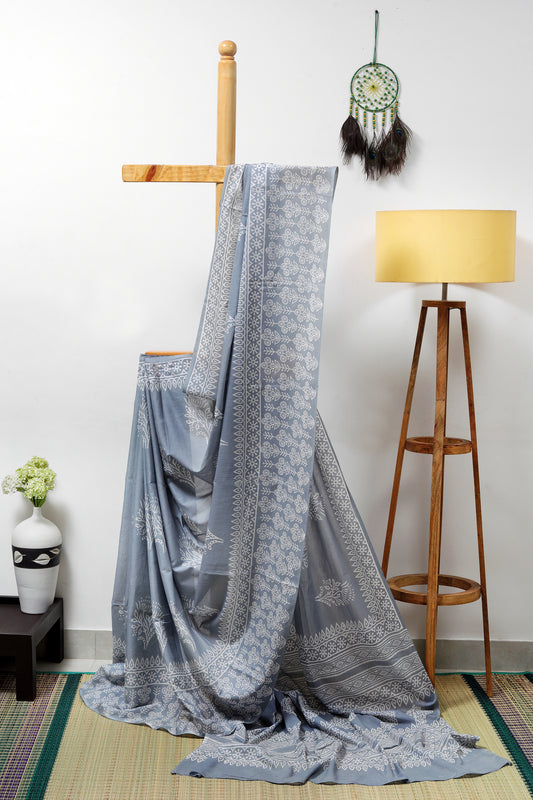 Mul cotton block prints - Grey