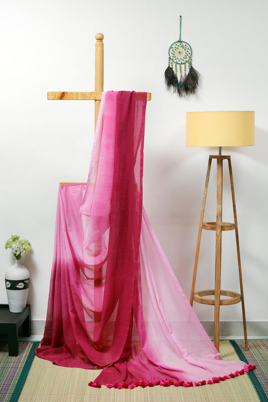 Mul cotton -  Tie and dye dark and light pink body with dark and light pink tassels