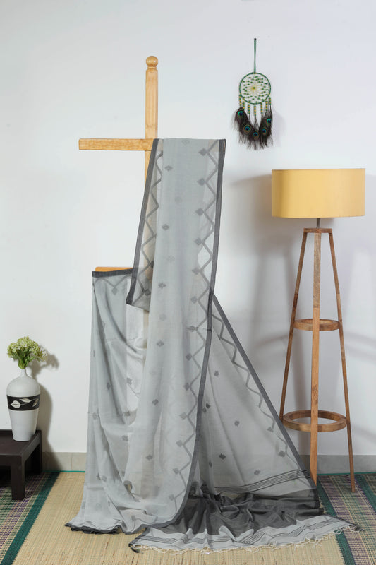 Soft Cotton - Light  and dark grey Temple border
