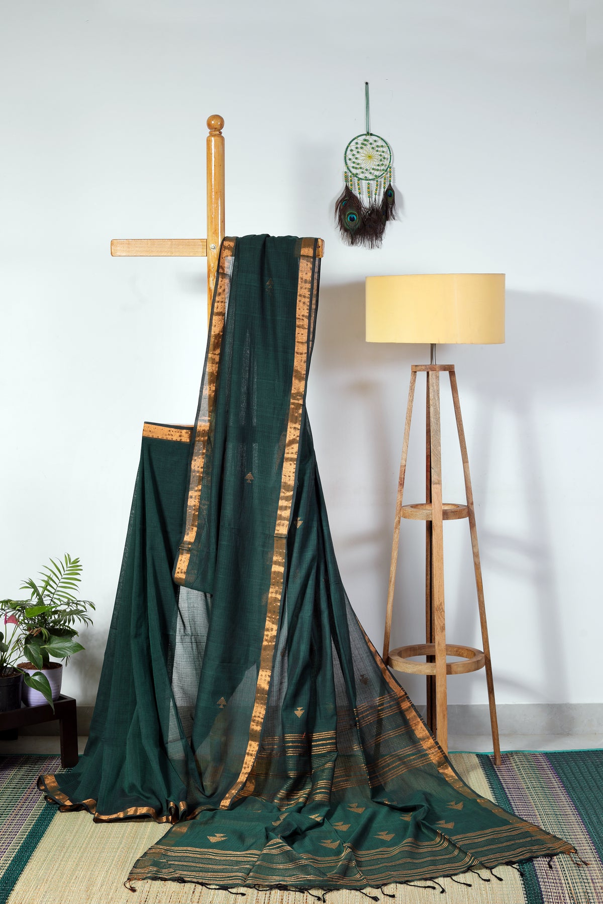 Soft cotton - Green block with zari