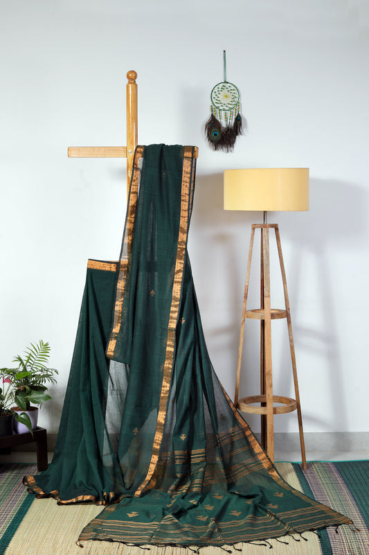 Soft cotton - Green block with zari