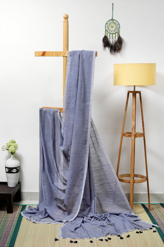 Soft cotton - Grey  with a light grey border and blackish grey tassels